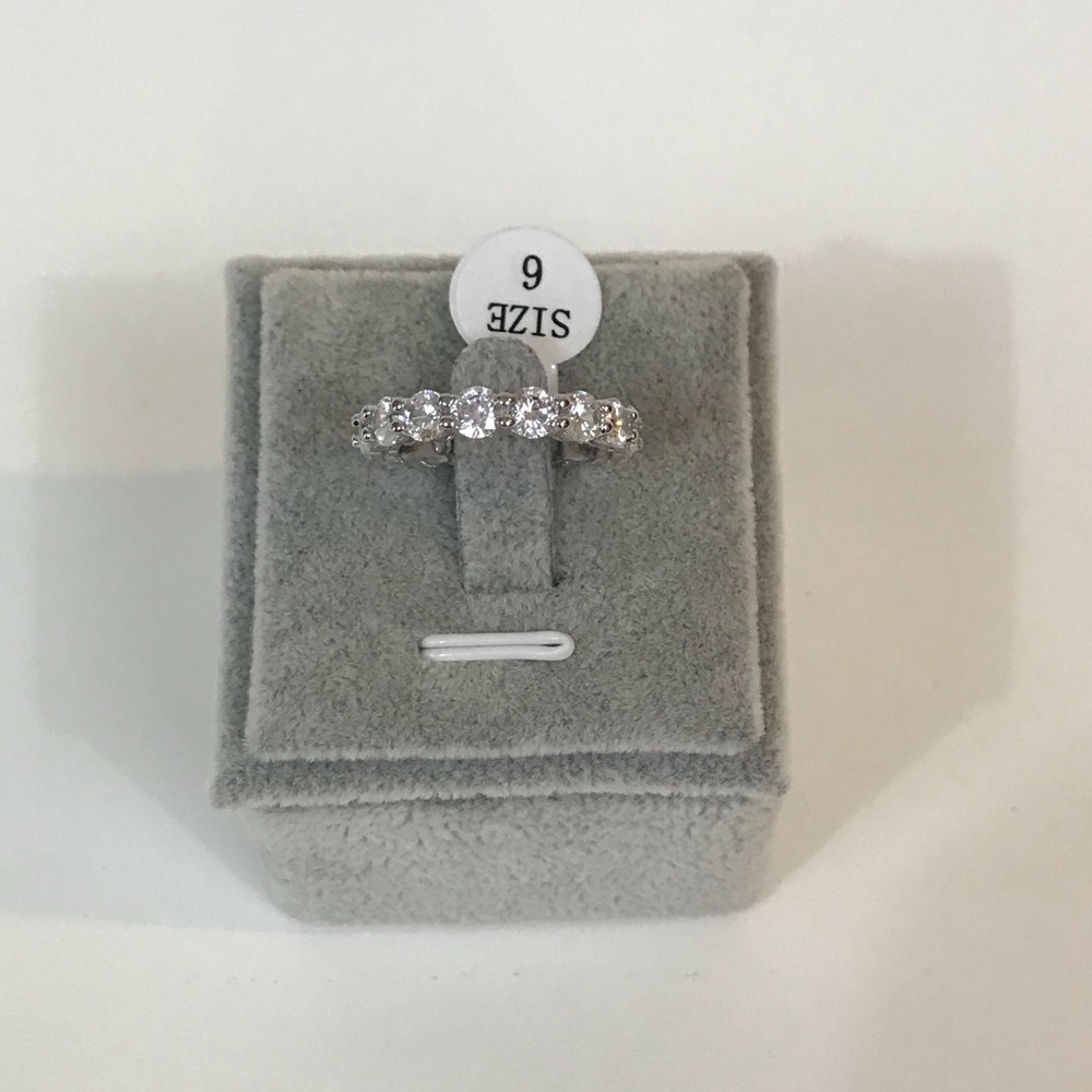 Sterling Silver Pave Setting CZ Eternity Band - Picture 7 of 7